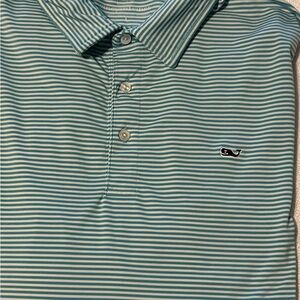 Vineyard Vines polo. Mint green/white striped. Large. Short sleeve. Very good